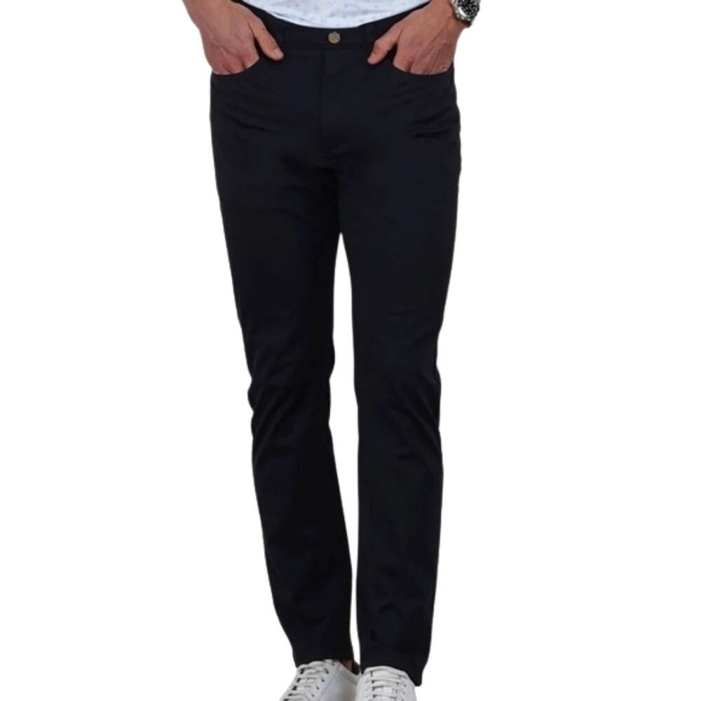 COLLARS & CO Mens CEO Tech Pull-on Slim Leg Stretch Black Pants NWT 40 W 32 L